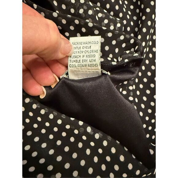 Vintage Midi Dress by JBS Black Polka Dot Sheer Overlay Sz. 16 Peplum V-Neck - Picture 9 of 9